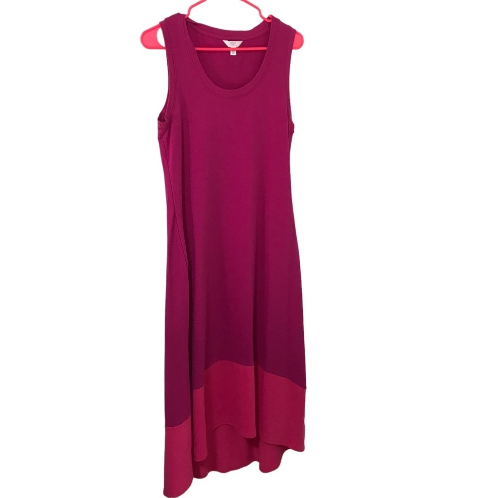 *New* time and tru Fuschia and pink color block sleeveless hi low maxi dress